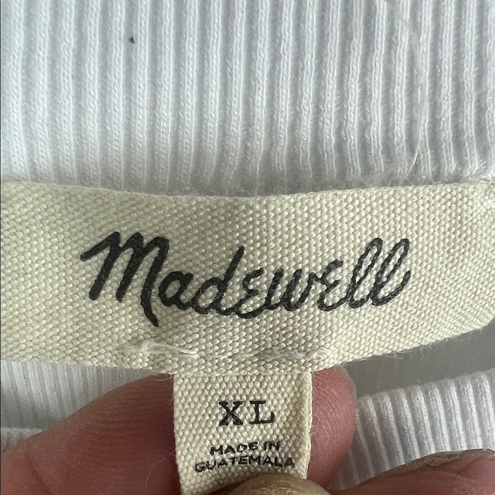 Madewell Ivory Ribbed Knit Top Women’s Size XL - Picture 2 of 4